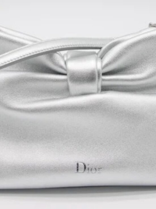DIOR Handbags - Dior or Small Dior Bow Bag Laminated Lambskin - Silver